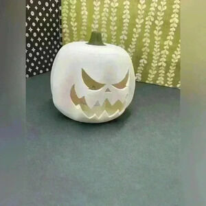 NEW 3D Printed Tea Light Holder White Pumpkin 4.5”